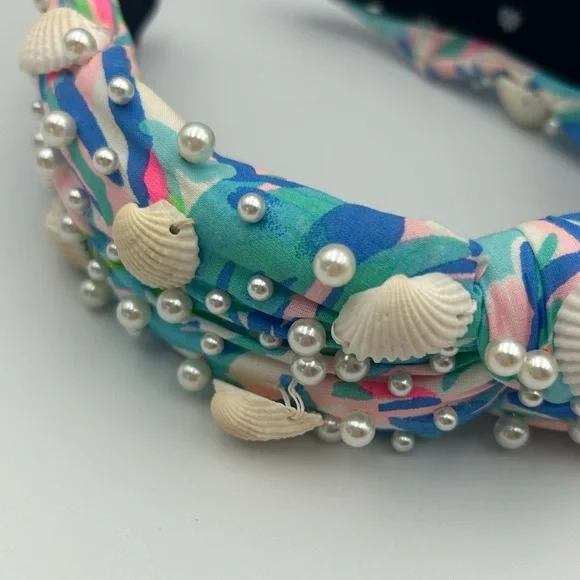 Lele Sadoughi X Lilly Pulitzer Cabana Cocktail Pearl Shell Knotted Headband - Picture 15 of 16